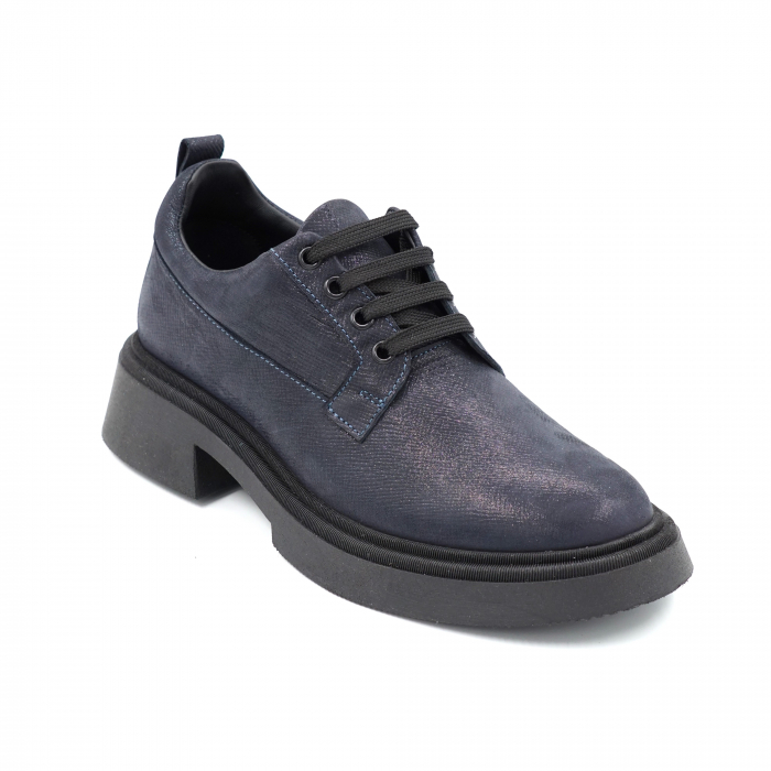 Pantofi dama casual din piele naturala bleumaren sidef cu vraf rotund si talpa 3 cm 50321-24 [2]