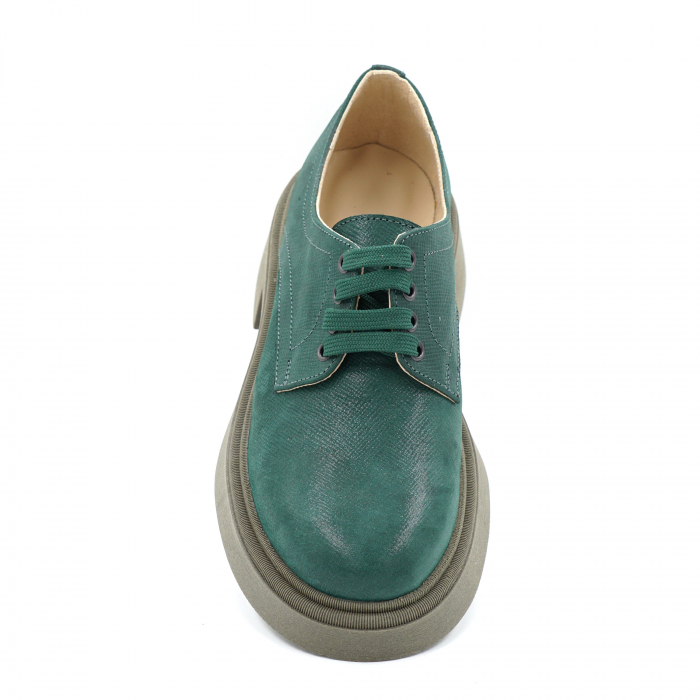 Pantofi dama casual loafers din piele naturala verde menta cu insertii cu varf rotund si talpa 3 cm 53017-10-24 [5]