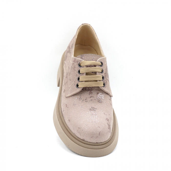 Pantofi dama casual loafers din piele naturala bej cu insertii ,cu varf rotund si talpa 3 cm  53017-14-24 [5]