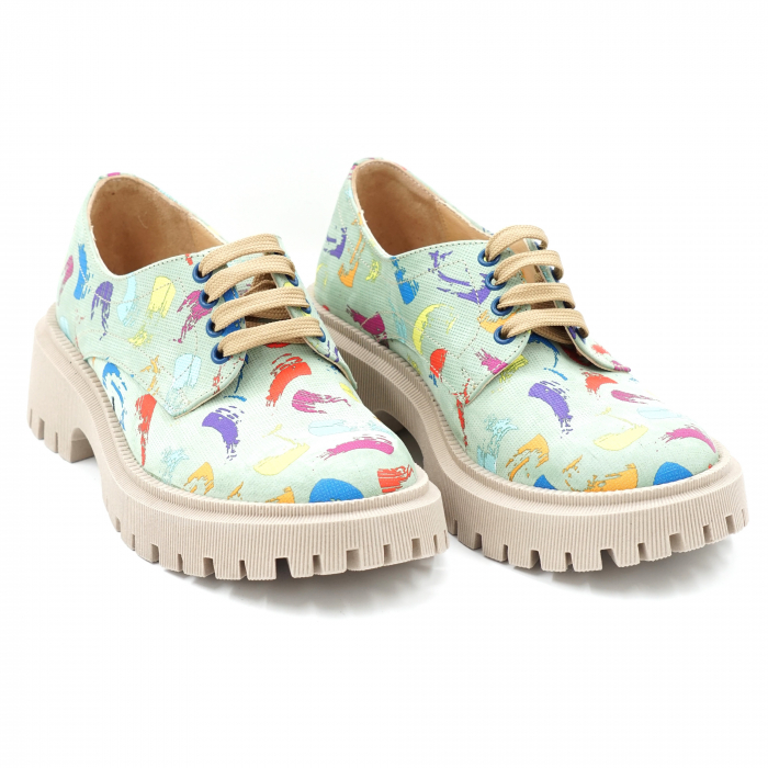 Pantofi dama casual din piele naturala cu imprimeu colorat cu varf rotund si talpa 4 cm 53017-4-24 [3]