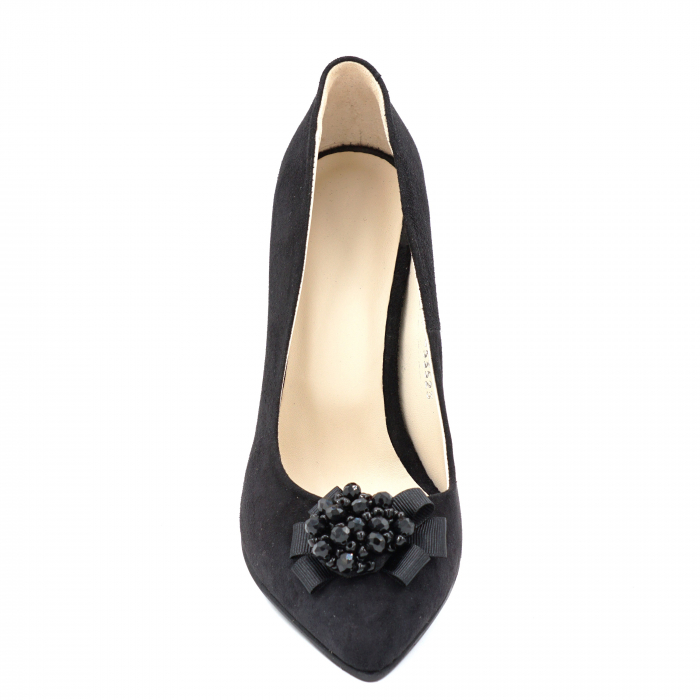 Pantofi dama din piele naturala intoarsa neagra cu varf ascutit stileto si toc inalt subtire 9 cm 53523-1-24 [5]