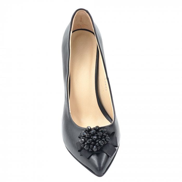 Pantofi dama din piele naturala neagra cu varf ascutit stileto si toc inalt subtire 9 cm 53523-2-24 [5]