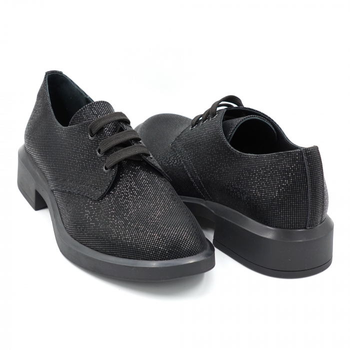 Pantofi dama casual loafers din piele naturala neagra cu insertii cu varf rotund si talpa 3 cm 55320-1-24 [4]