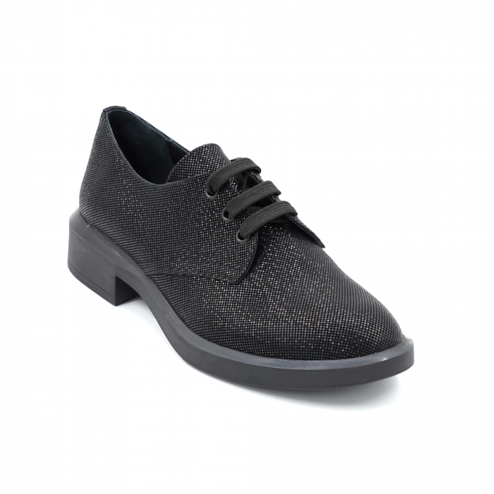 Pantofi dama casual loafers din piele naturala neagra cu insertii cu varf rotund si talpa 3 cm 55320-1-24 [2]