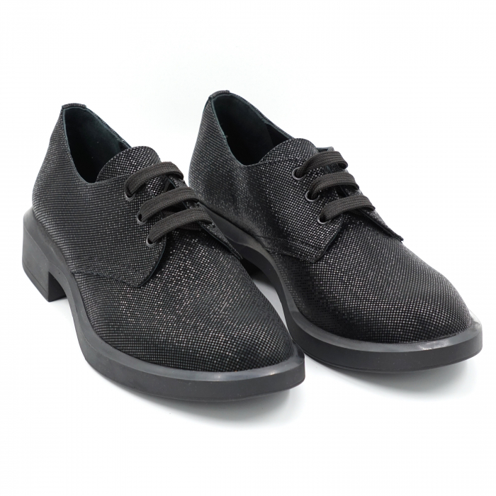 Pantofi dama casual loafers din piele naturala neagra cu insertii cu varf rotund si talpa 3 cm 55320-1-24 [3]