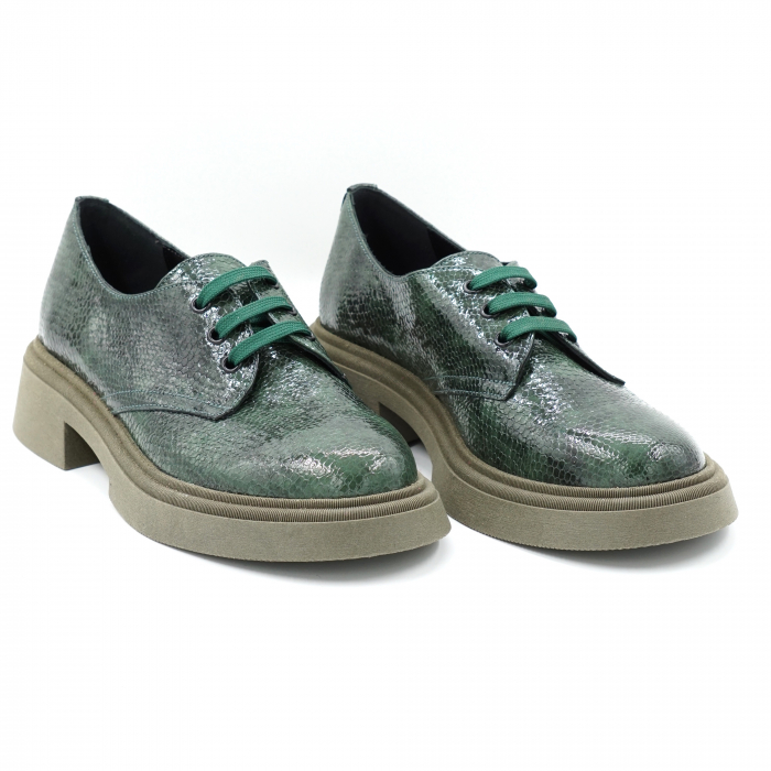 Pantofi dama casual loafers din piele naturala croco lacuit verde menta cu varf rotund si talpa 3 cm 55320-4-24 [3]
