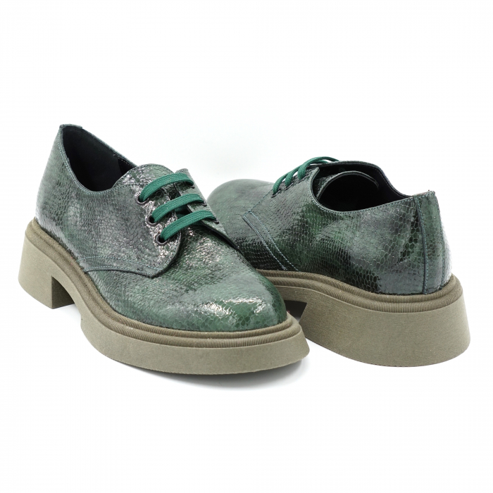Pantofi dama casual loafers din piele naturala croco lacuit verde menta cu varf rotund si talpa 3 cm 55320-4-24 [4]
