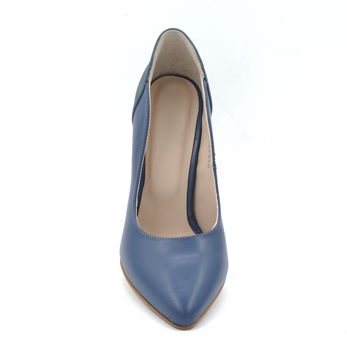Pantofi dama din piele naturala albastra cu varf ascutit stileto si toc inalt subtire 10 cm 59320-1-24 [5]