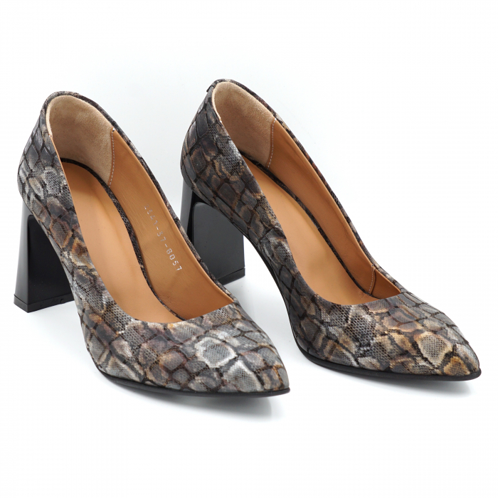 Pantofi dama din piele naturala cu imprimeu animal print cu varf ascutit stileto si toc mediu gros tip bricheta 8 cm 8057-1-24 [4]