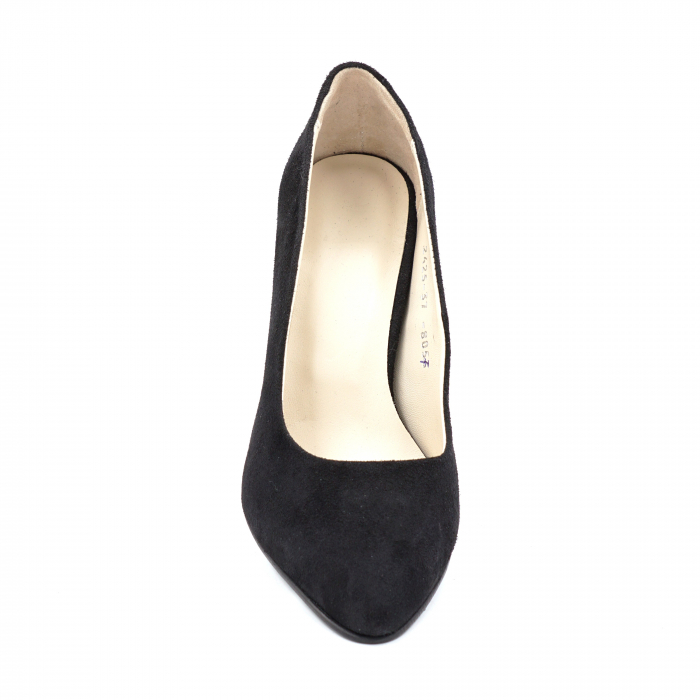 Pantofi dama din piele naturala intoarsa neagra cu varf ascutit stileto si toc mediu gros tip bricheta 8 cm 8057-14-24 [5]