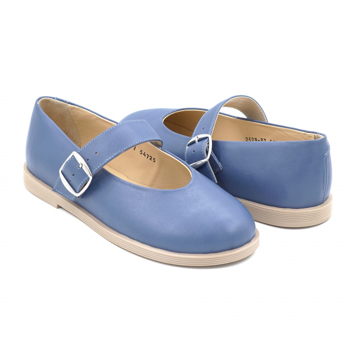 Pantofi dama tip barefoot din piele naturala albastra cu varf rotund si talpa 1 cm 54725-1-25 [4]