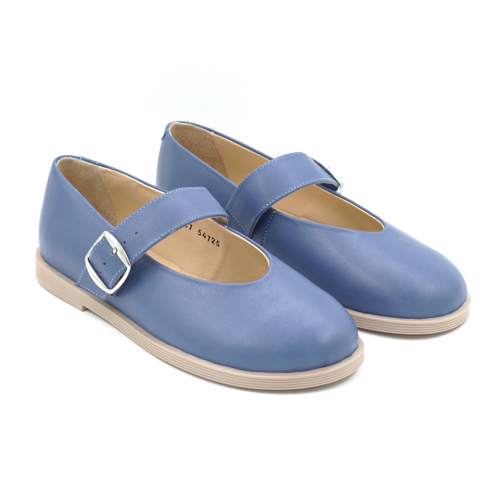 Pantofi dama tip barefoot din piele naturala albastra cu varf rotund si talpa 1 cm 54725-1-25 [3]