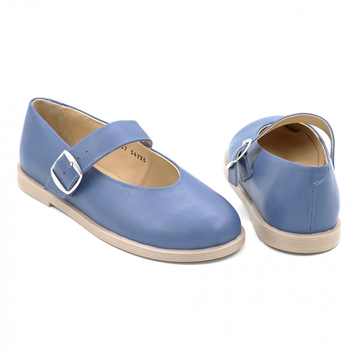 Pantofi dama tip barefoot din piele naturala albastra cu varf rotund si talpa 1 cm 54725-1-25 [5]