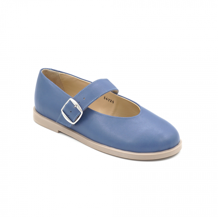 Pantofi dama tip barefoot din piele naturala albastra cu varf rotund si talpa 1 cm 54725-1-25 [2]