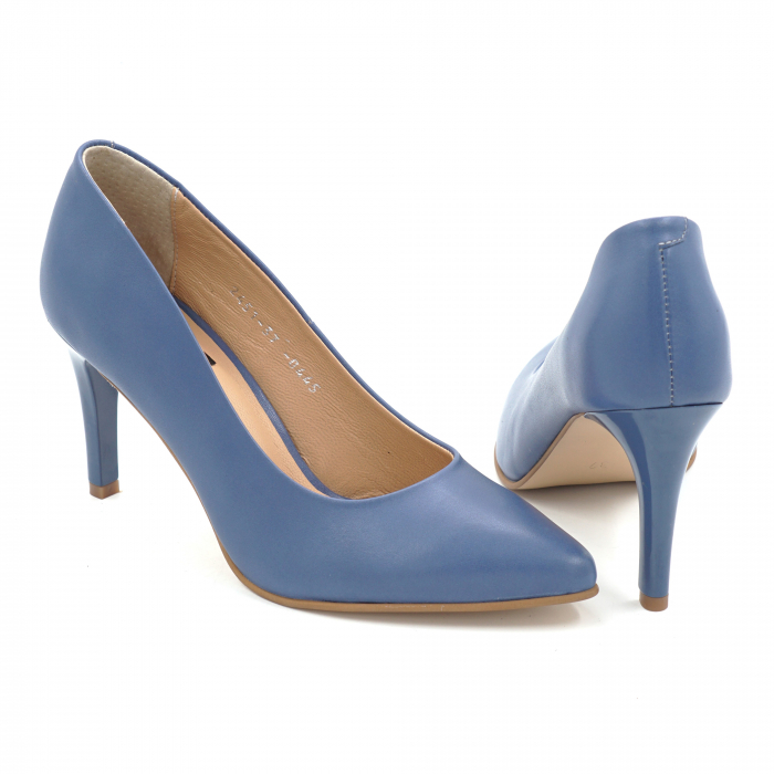 Pantofi dama din piele naturala albastra cu varf ascutit stiletto si toc mediu subtire 7 cm 0445-1-25- MISTICO SHOES [5]