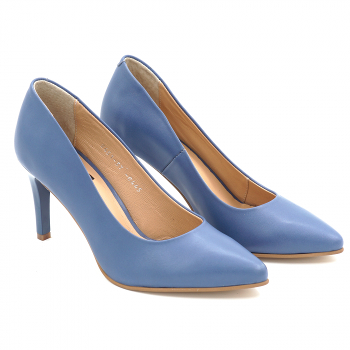 Pantofi dama din piele naturala albastra cu varf ascutit stiletto si toc mediu subtire 7 cm 0445-1-25- MISTICO SHOES [3]