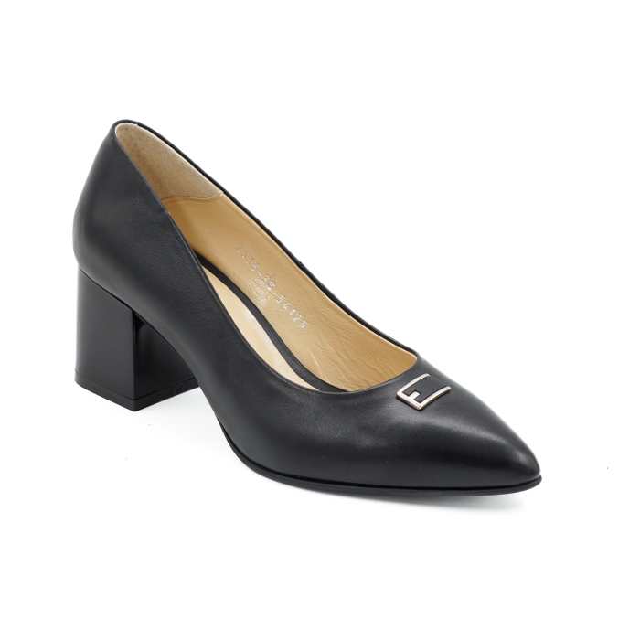 Pantofi dama din piele naturala neagra, cu varf ascutit stiletto si toc mic gros 6 cm 54125-26 [3]