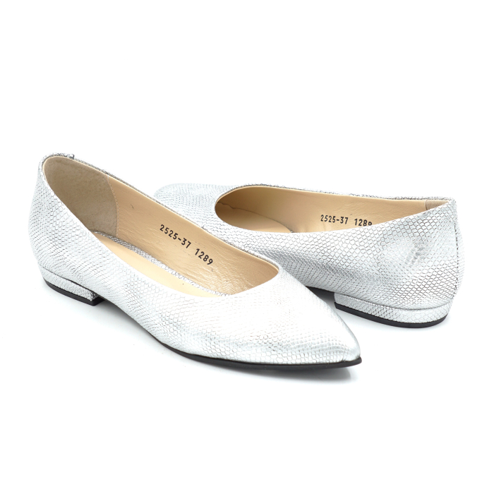 Pantofi dama din piele naturala sarpe argintiu cu varf rotund stiletto si toc de 1 cm 1289-25 [4]