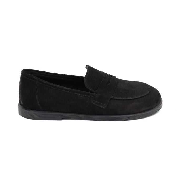 Pantofi dama tip barefoot din piele naturala intoarsa neagra cu varf rotund si talpa de 1 cm 55525-25 [1]