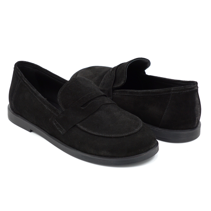 Pantofi dama tip barefoot din piele naturala intoarsa neagra cu varf rotund si talpa de 1 cm 55525-25 [4]