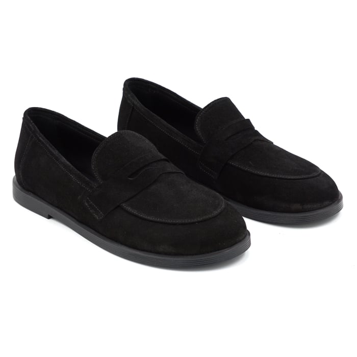 Pantofi dama tip barefoot din piele naturala intoarsa neagra cu varf rotund si talpa de 1 cm 55525-25 [3]