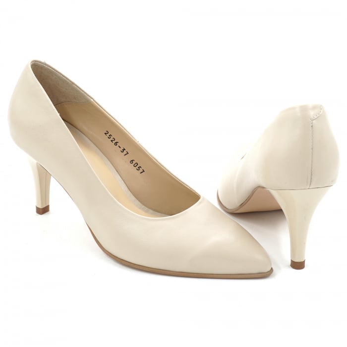 Pantofi dama din piele naturala nude roze cu varf ascutit stiletto si toc mic subtire 6 cm 6057-16-25 [5]