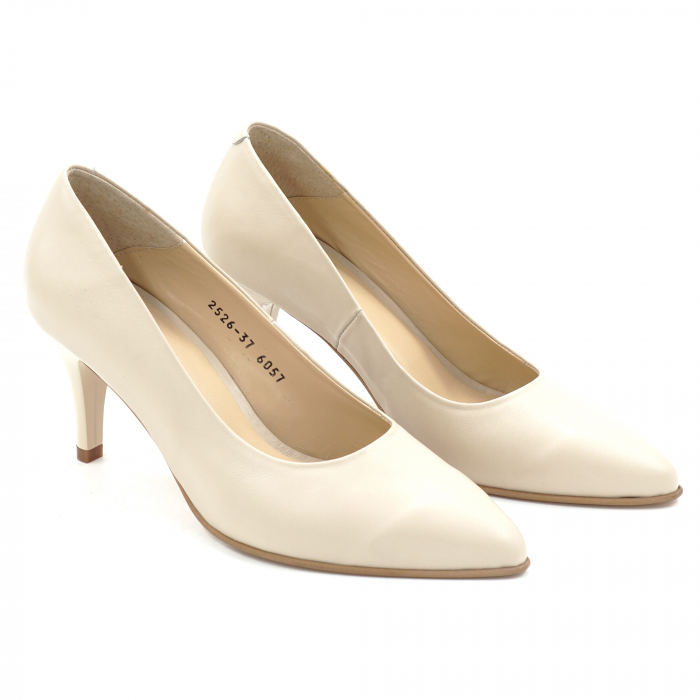 Pantofi dama din piele naturala nude roze cu varf ascutit stiletto si toc mic subtire 6 cm 6057-16-25 [3]