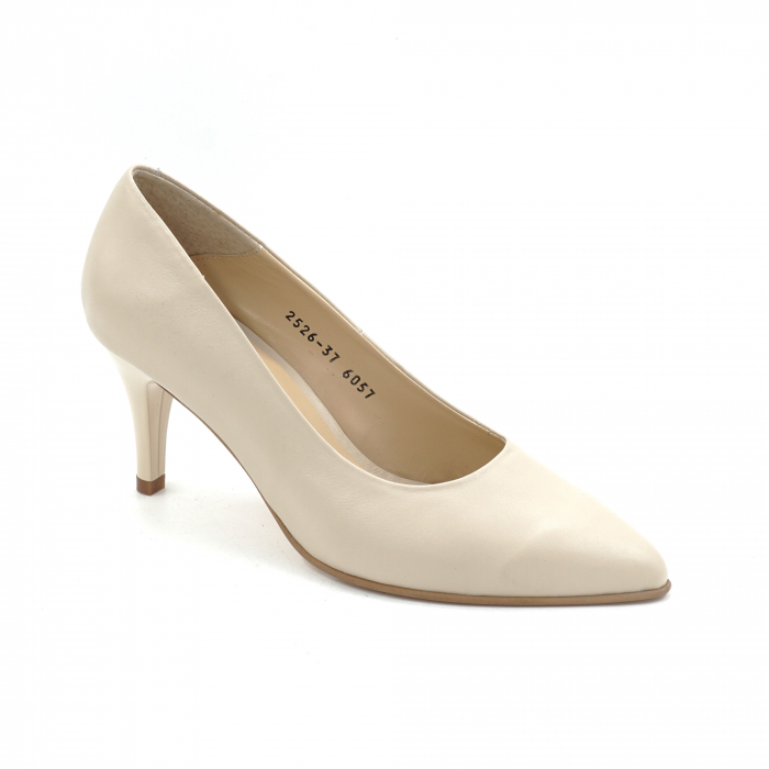 Pantofi dama din piele naturala nude roze cu varf ascutit stiletto si toc mic subtire 6 cm 6057-16-25 [2]
