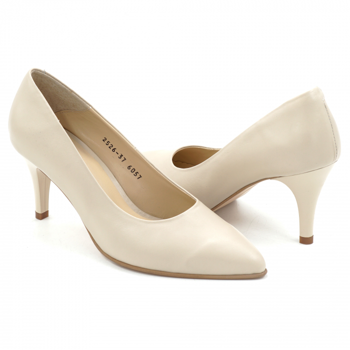 Pantofi dama din piele naturala nude roze cu varf ascutit stiletto si toc mic subtire 6 cm 6057-16-25 [4]