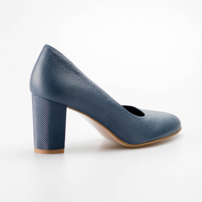 Pantofi dama din piele naturala bizonata albastra MSPD52017-5-19 [2]