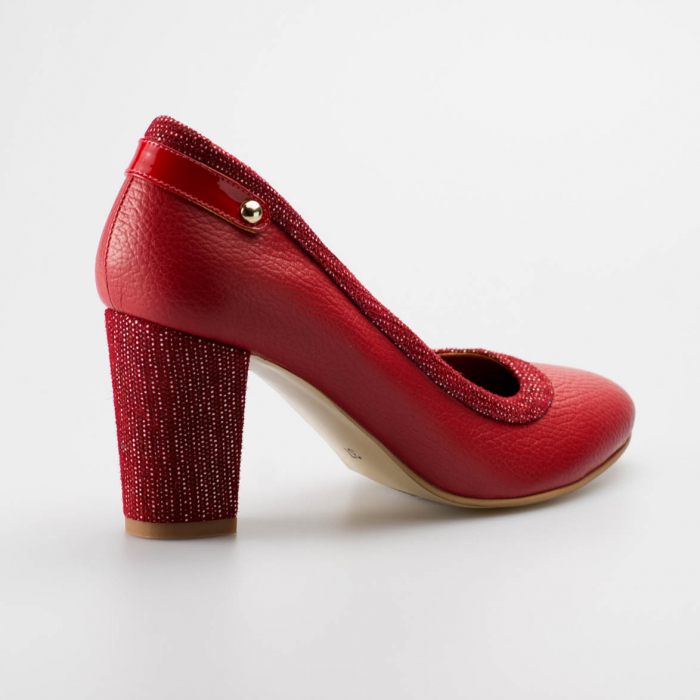 Pantofi dama din piele naturala rosie MSPD56719-19 [2]