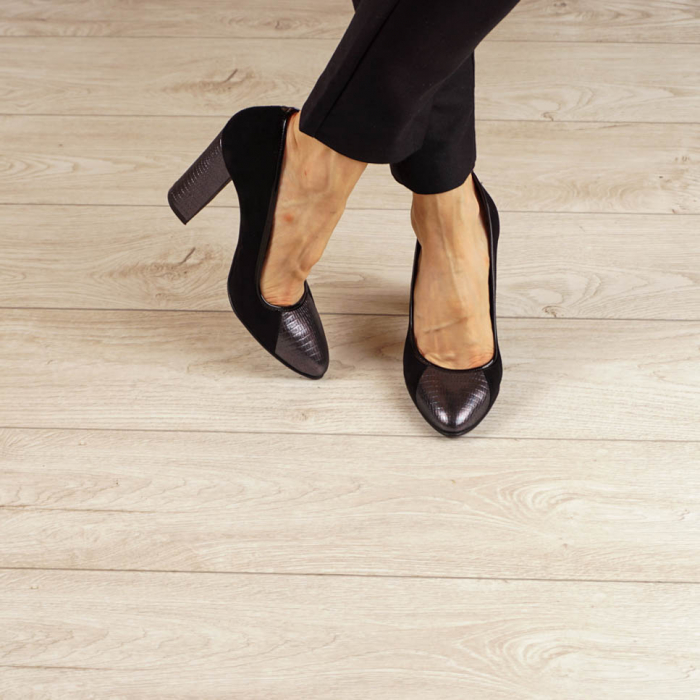 Pantofi dama din piele naturala camoscio negru MSPD51420-20 [2]