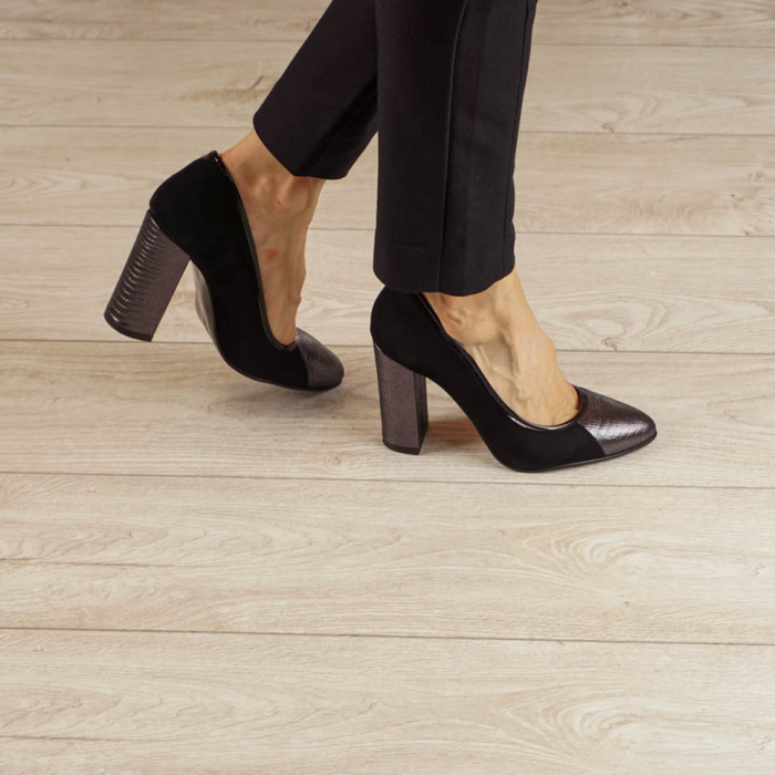 Pantofi dama din piele naturala camoscio negru MSPD51420-20 [1]