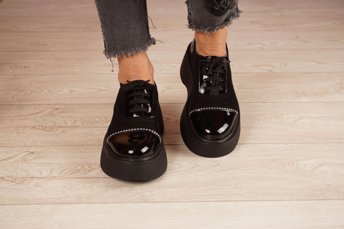 Pantofi dama din piele naturala camoscio negru MSPD53621-21 [4]