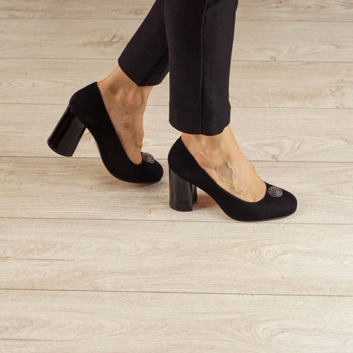 Pantofi dama din piele naturala camoscio negru MSPD55020-20 [1]
