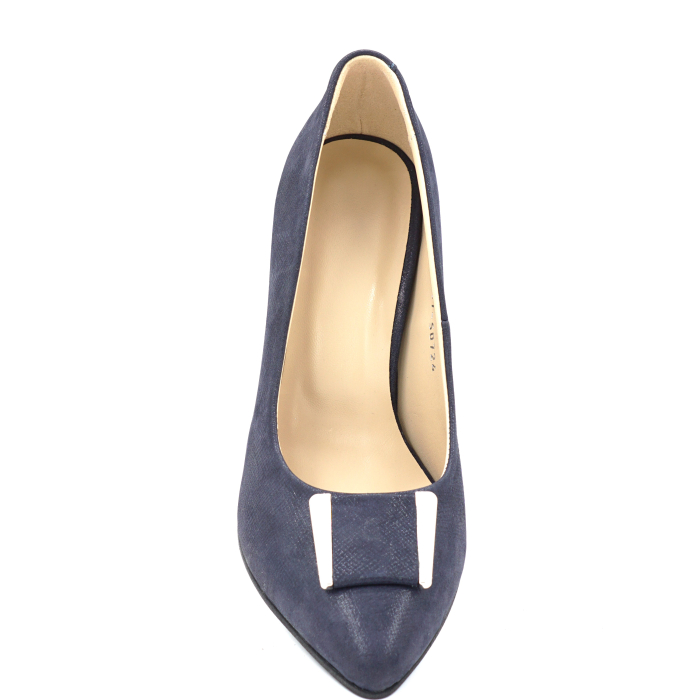 Pantofi dama din piele naturala bleumaren cu varf ascutit stiletto si toc mediu gros imbracat de 8 cm 50724-3-24 [6]