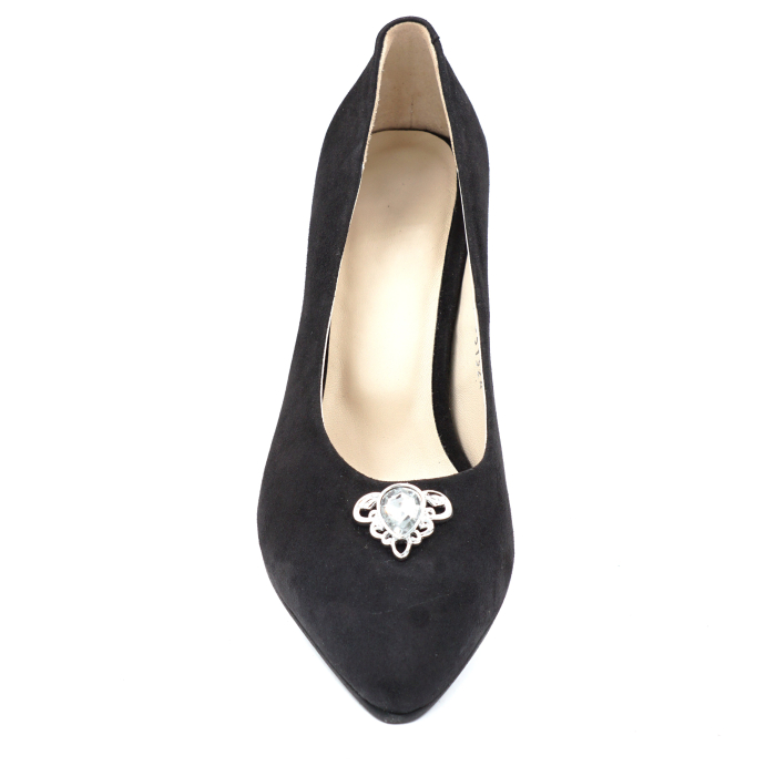 Pantofi dama din piele naturala intoarsa neagra cu varf ascutit stiletto si toc mic gros de 6 cm 51324-3-24 [6]