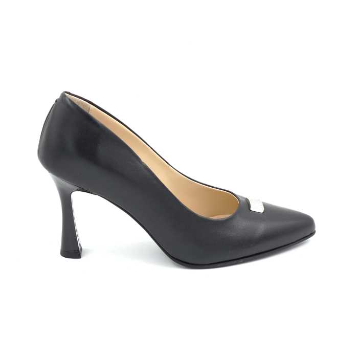 Pantofi dama din piele naturala neagra cu varf ascutit stiletto si toc mediu subtire de 8 cm 55025-1-25 [4]