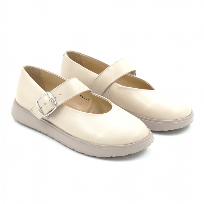 Pantofi dama tip barefoot din piele naturala nude bej cu varf rotund si talpa de 2 cm 54725-4-25 [3]
