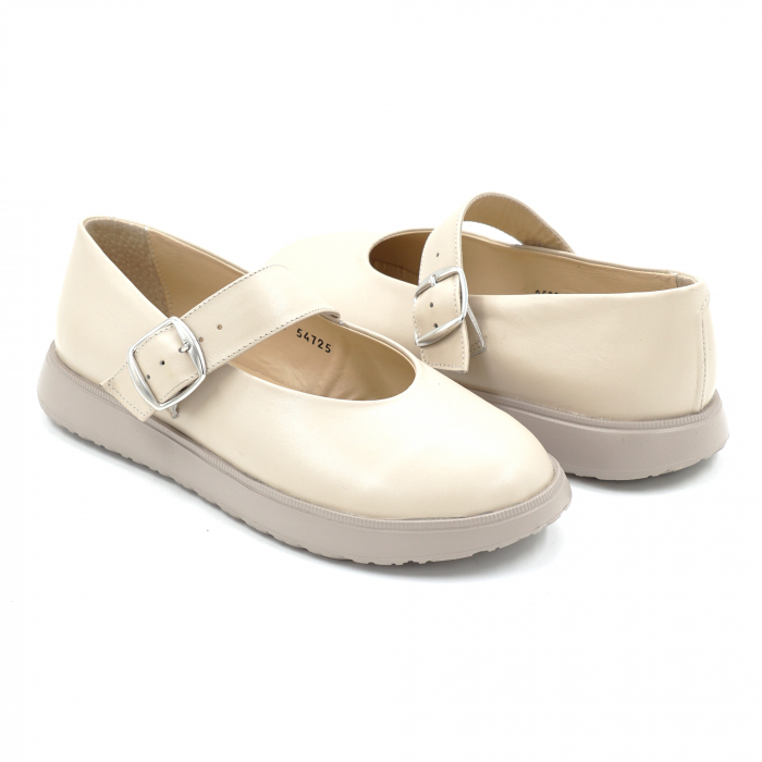 Pantofi dama tip barefoot din piele naturala nude bej cu varf rotund si talpa de 2 cm 54725-4-25 [4]