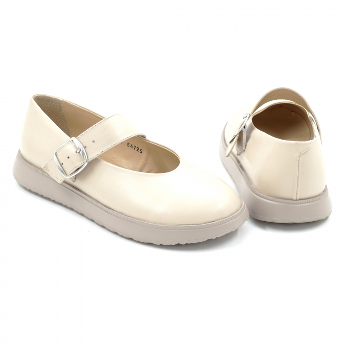Pantofi dama tip barefoot din piele naturala nude bej cu varf rotund si talpa de 2 cm 54725-4-25 [5]