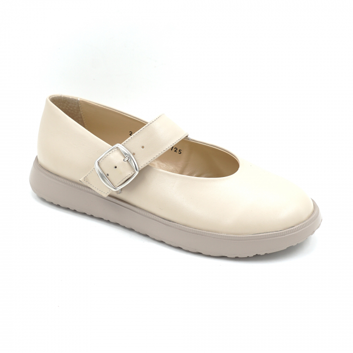 Pantofi dama tip barefoot din piele naturala nude bej cu varf rotund si talpa de 2 cm 54725-4-25 [2]