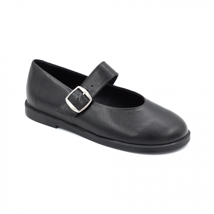 Pantofi dama tip barefoot din piele naturala neagra cu varf rotund si talpa de 1 cm 54725-2-25 [2]