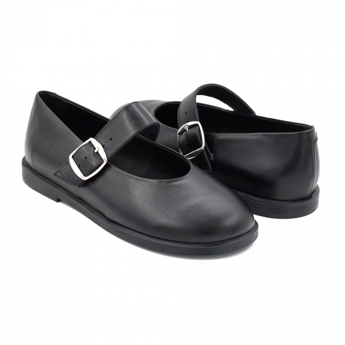 Pantofi dama tip barefoot din piele naturala neagra cu varf rotund si talpa de 1 cm 54725-2-25 [4]