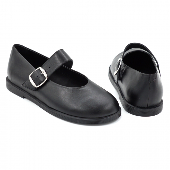 Pantofi dama tip barefoot din piele naturala neagra cu varf rotund si talpa de 1 cm 54725-2-25 [5]