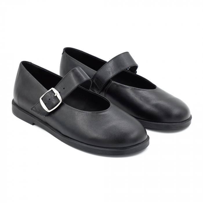 Pantofi dama tip barefoot din piele naturala neagra cu varf rotund si talpa de 1 cm 54725-2-25 [3]