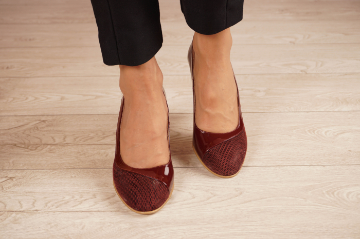 Pantofi dama din piele naturala cu imprimeu bordo MSPD52020-1-20 [3]