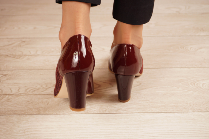 Pantofi dama din piele naturala cu imprimeu bordo MSPD52020-1-20 [4]