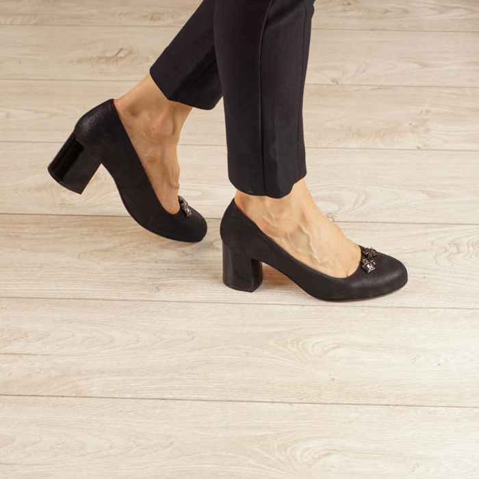 Pantofi dama din piele naturala cu imprimeu neagra MSPD55120-1-20 [1]