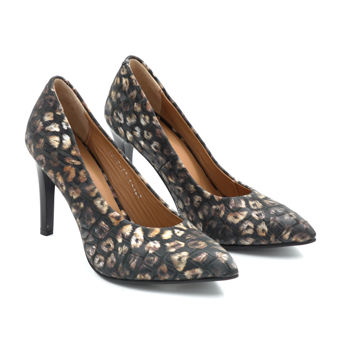 Pantofi dama din piele naturala cu imprimeu leopard cu varf ascutit stiletto si toc inalt subtire de 9 cm 53323-24 [3]